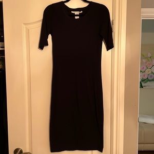 DVF Black Midi Dress spandex/cotton